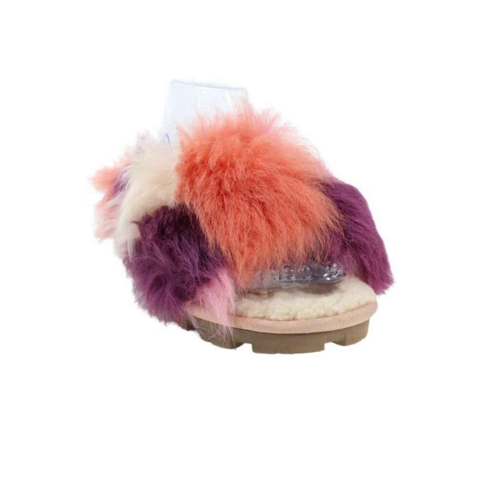 Ugg Womens Shearling Fur Shag It Crazy Slide Sandals Multicolor Size 9